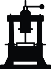 machine press icon vector silhouette on transparent background