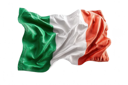 Irish flag waving isolated on transparent background
