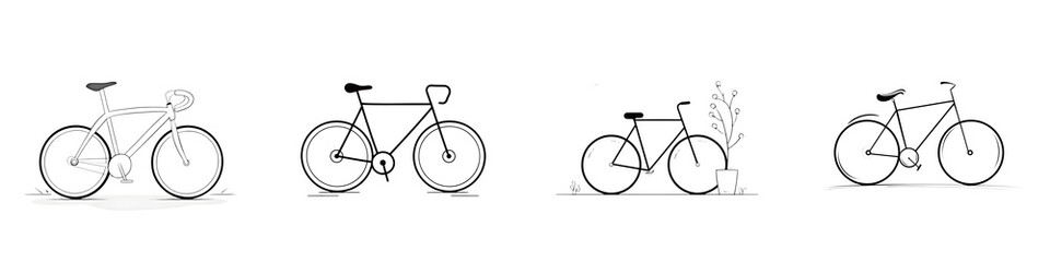 Fototapeta premium Minimalist Bicycle Art Collection: Cycling and Transportation Illustrations