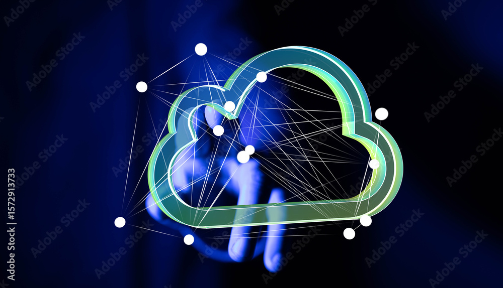 Poster abstract image of cloud computing network. digital data storage and connectivity concept.