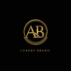 An elegant golden AB monogram logo design, perfectly suited for luxury brands seeking a sophisticated and premium visual identity.