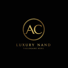 An elegant golden circle logo featuring the initials 'AC' prominently, set against a sleek black background, perfect for luxury branding and sophisticated corporate identity.