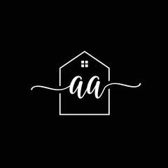 Elegant white house logo with stylized 'aa' initials, perfect for real estate, branding, or property development businesses.