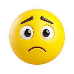 Fototapeta premium 3D yellow confused face emoji icon isolated on transparent background. PNG
