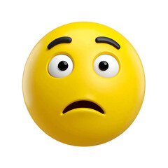 Fototapeta premium 3D yellow confused face emoji icon isolated on transparent background. PNG