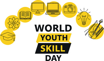 Fototapeta premium World youth skill day vector illustration for social media and banner design
