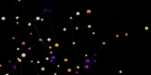 Download this abstract image featuring connected polygonal shapes for your network, technology, or...