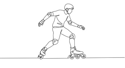 Fototapeta premium Inline skater performing a maneuver on a plain background