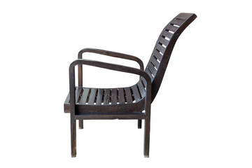 Side View of old vintage wooden chair isolated with clipping path
