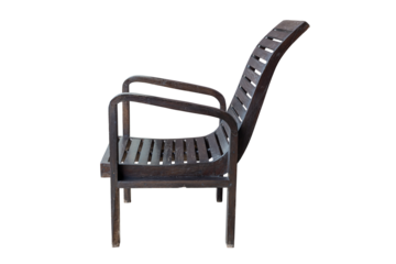 Side View of old vintage wooden chair isolated with clipping path