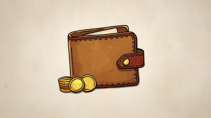 Vintage Leather Wallet with Coins on Textured Background Evoking Financial Security and Personal Wealth Management
