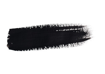 A bold black paint stroke with visible texture on a light background. Ideal for artistic design elements, abstract concepts, or dramatic backgrounds.