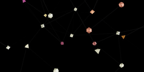 Stock photo of connected geometric shapes, ideal for network, technology, or connection concepts.