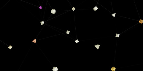 Modern geometric shapes connected by lines. Ideal for technology, network, and connection concepts.