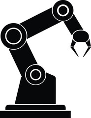 industrial robot arm icon vector silhouette on transparent background