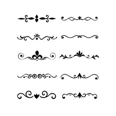 Obraz premium Set of Vintage decorative lines. text dividers. Line border. Lines separators, Borders, Vintage dividers, Underline elements. Divider set vector. Vector illustration.Line dividers. 