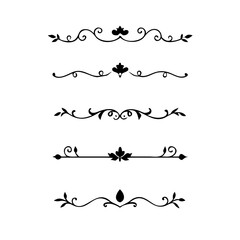 flowers, design elements.Vector design element.Gold text dividers doodle set. Wedding decorative elements. ornament, borders, floral, vintage line separators. Hand drawn vector illustration.