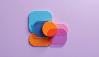 minimalist interlocking shapes on a soft lavender background with a gentle gradient effect, offering an artistic and visually pleasing abstract design.