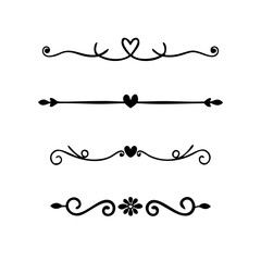 flowers, design elements.Vector design element.Gold text dividers doodle set. Wedding decorative elements. ornament, borders, floral, vintage line separators. Hand drawn vector illustration.