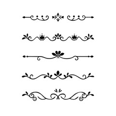 flowers, design elements.Vector design element.Gold text dividers doodle set. Wedding decorative elements. ornament, borders, floral, vintage line separators. Hand drawn vector illustration.