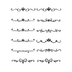 flowers, design elements.Vector design element.Gold text dividers doodle set. Wedding decorative elements. ornament, borders, floral, vintage line separators. Hand drawn vector illustration.