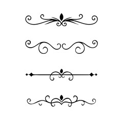 flowers, design elements.Vector design element.Gold text dividers doodle set. Wedding decorative elements. ornament, borders, floral, vintage line separators. Hand drawn vector illustration.