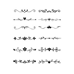 Obraz premium flowers, design elements.Vector design element.Gold text dividers doodle set. Wedding decorative elements. ornament, borders, floral, vintage line separators. Hand drawn vector illustration.
