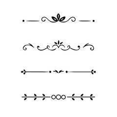 flowers, design elements.Vector design element.Gold text dividers doodle set. Wedding decorative elements. ornament, borders, floral, vintage line separators. Hand drawn vector illustration.