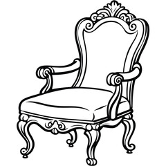 "Antique Chair Line Art Vector – Vintage Illustration"

