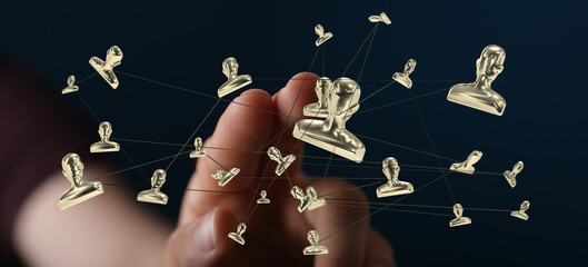 Conceptual image of a network, connections, communication, and teamwork.
