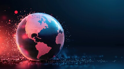 globe Cybersecurity and Protection 3D globe with digital shield protecting data streams, dark background, visualizes data protection