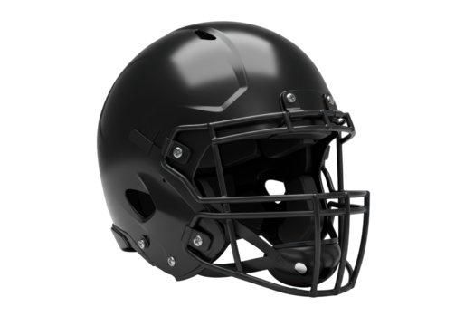 Isolated Sleek Black American Football Helmet with Facemask
