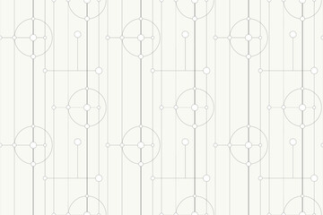 Seamless pattern with geometric line and circle elements creates modern abstract background for technology design