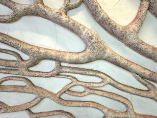 Artistic wall texture resembling intertwined tree bark or root veins in a soft, earthy tone.