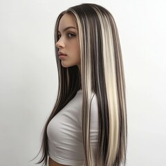 Single piece clip of straight black to blonde ombre style human hair extensions, perfect for adding length and volume, offering a seamless blend with natural hair for an effortless look.