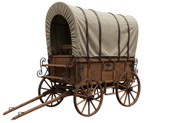 Isolated Vintage Covered Wagon Detailed Design
