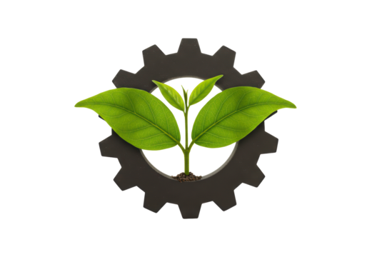 Isolated Plant Sprouts Growing Out of a Gear