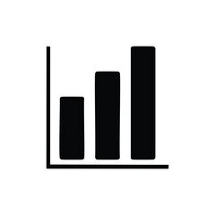 Black bar chart with ascending bars graph increasing