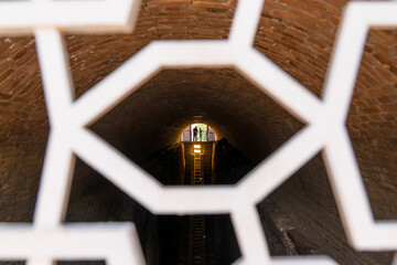 The underground stairs in the Ulugh Beg Observatory, Samarkand, Uzbekistan