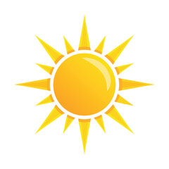 Bright yellow sun with sharp rays star