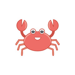 Cheerful coral crab with wide eyes and open claws cartoon illustration