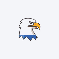 Fierce eagle head with orange beak and blue accents bird profile