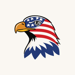 Eagle head with American flag design bird stars