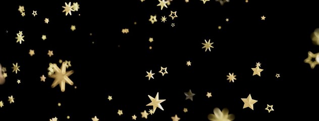 Beautiful golden stars falling on a black background. Perfect for celebration, holidays, and more!