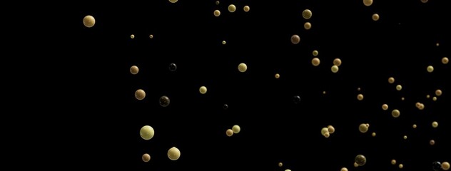 Beautiful abstract background image featuring many golden and brown spheres floating in dark space. Perfect for presentations or designs.