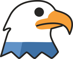 White eagle head with orange beak and blue chest bird profile