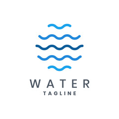 Abstract wave water logo design with blue wavy lines