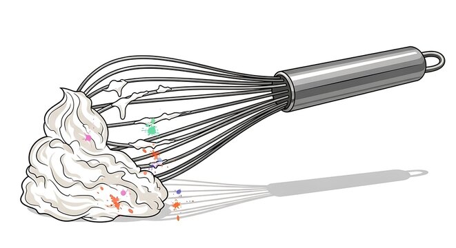whisk with whipped cream and colorful splatters clip art preview