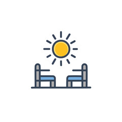 Two chairs and sun outdoor seating bright