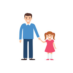 Fototapeta premium Father and daughter holding hands family people